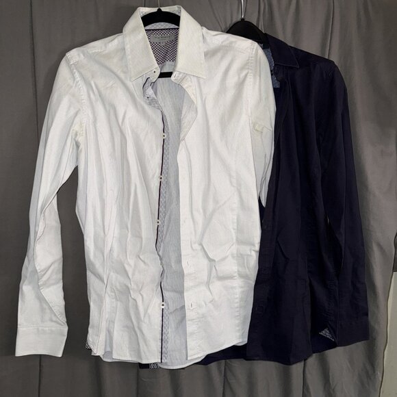 Lot Of 2 Ted Baker Long Sleeve Dress Shirt Button Up Men Size 2-3 UNDERARM STAIN - Picture 5 of 16